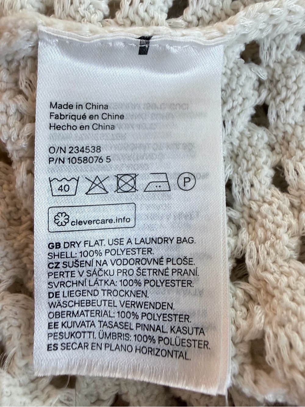 H&M Crochet Open-Collar Polo Sweater Top – Cream, Size S - Picture 7 of 7
